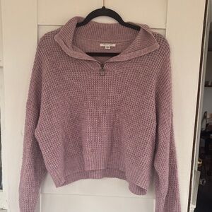American Eagle Outfitters Lavender Half-Zip Cowl Sweater